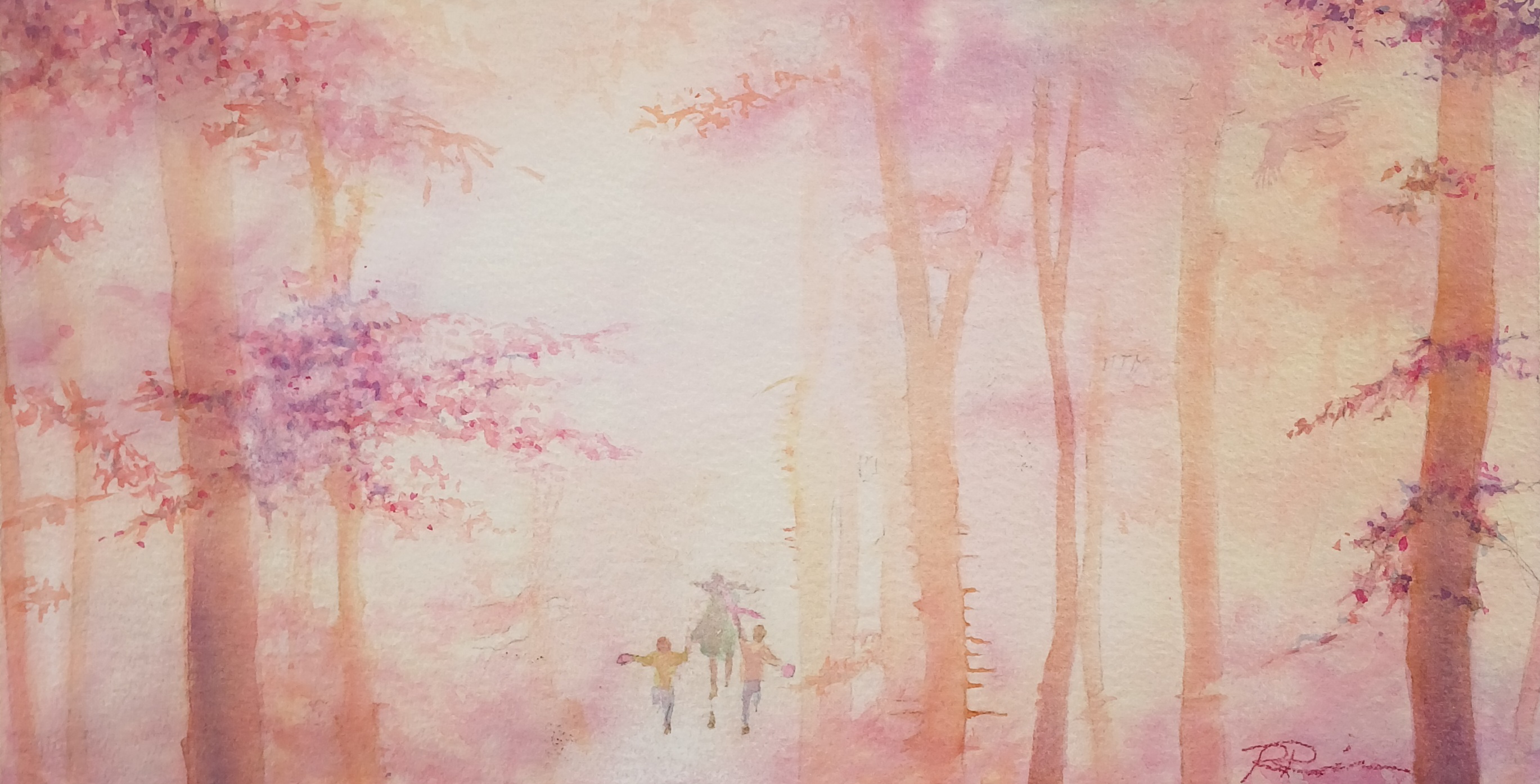 Her boys - Waterercolor 7.25 in x 14 in Giclee reproductions available