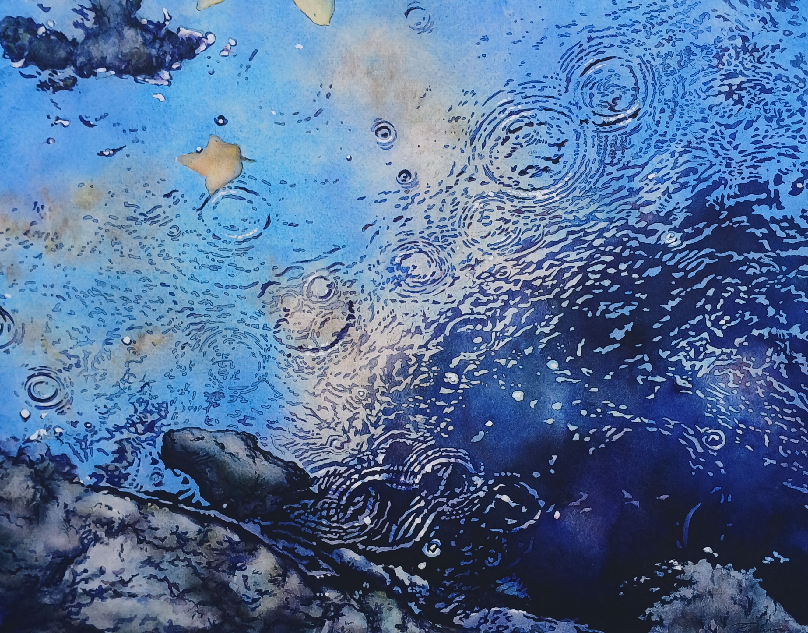 In The Rain 2 - 14 in x 18 in - Watercolor Reproduction (Original Sold)