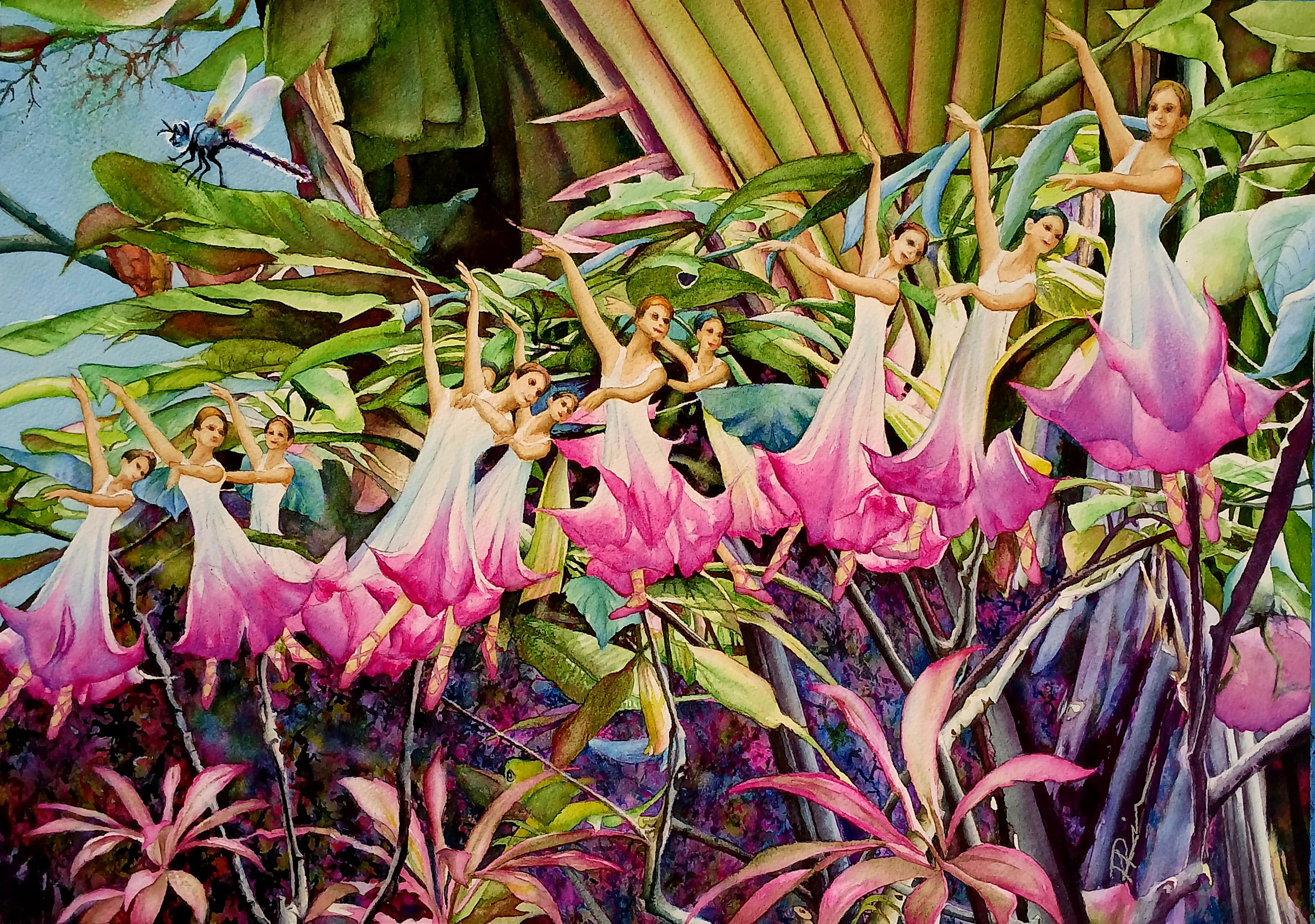 'Waltz of the Flowers' - Watercolor 16 in x 22 in Original and Giclee reproductions available