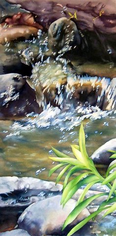 Cascading Chorale - 24 in x 12 in Watercolor $500